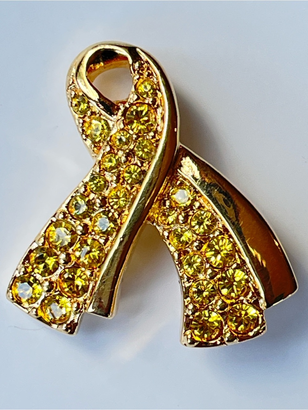 Swarovski Gold Ribbon Brooch with Yellow Crystals Y2K support our troops